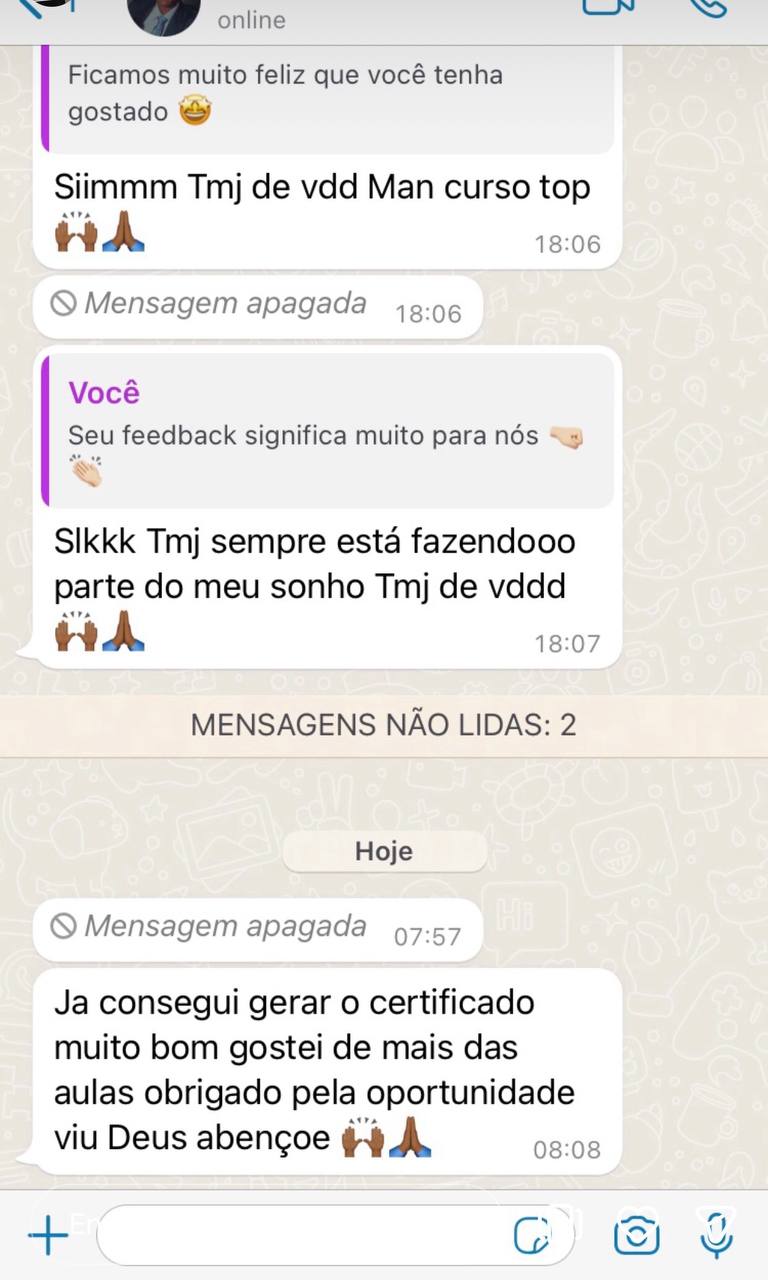 Conversa no WhatsApp - Já consegui gerar o certificado